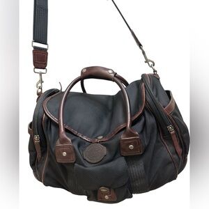Vintage Filson Heritage Black Nylon Duffle Bag Leather Trim Medium